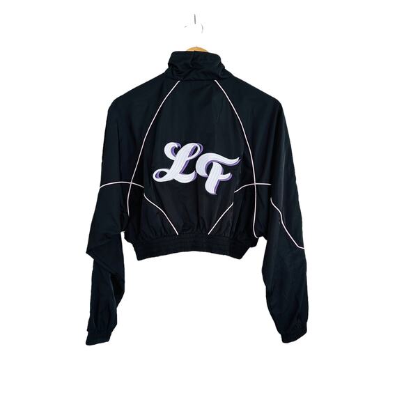 NEW LF The Brand Black Pink Windbreaker Cropped Bomber Jacket Size Small - Picture 8 of 9
